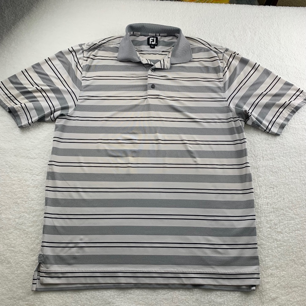 FootJoy Men's Polo shirt Large  short sleeves, collared, multicolor, embroided,
